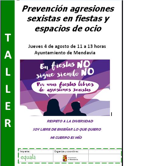EL AYUNTAMIENTO ORGANIZA UN TALLER PARA PREVENCIÓN DE AGRESIONES SEXISTAS EL AYUNTAMIENTO ORGANIZA UN TALLER PARA PREVENCIÓN DE AGRESIONES SEXISTAS