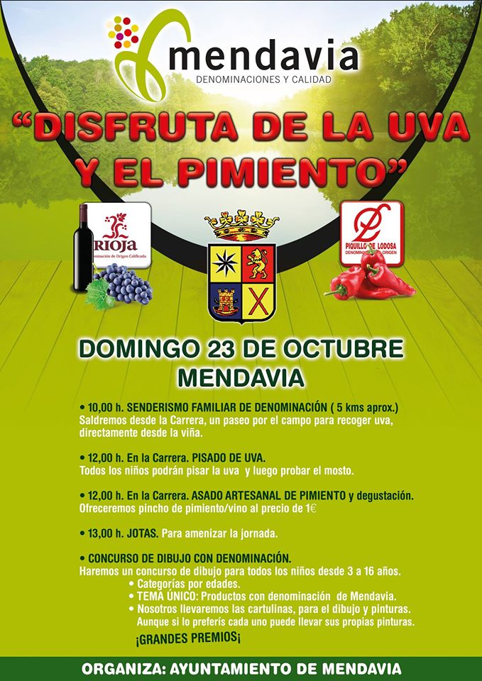 MENDAVIA DISFRUTARÁ DE LA UVA Y EL PIMIENTO EL DOMINGO 23 DE OCTUBRE MENDAVIA DISFRUTARÁ DE LA UVA Y EL PIMIENTO EL DOMINGO 23 DE OCTUBRE