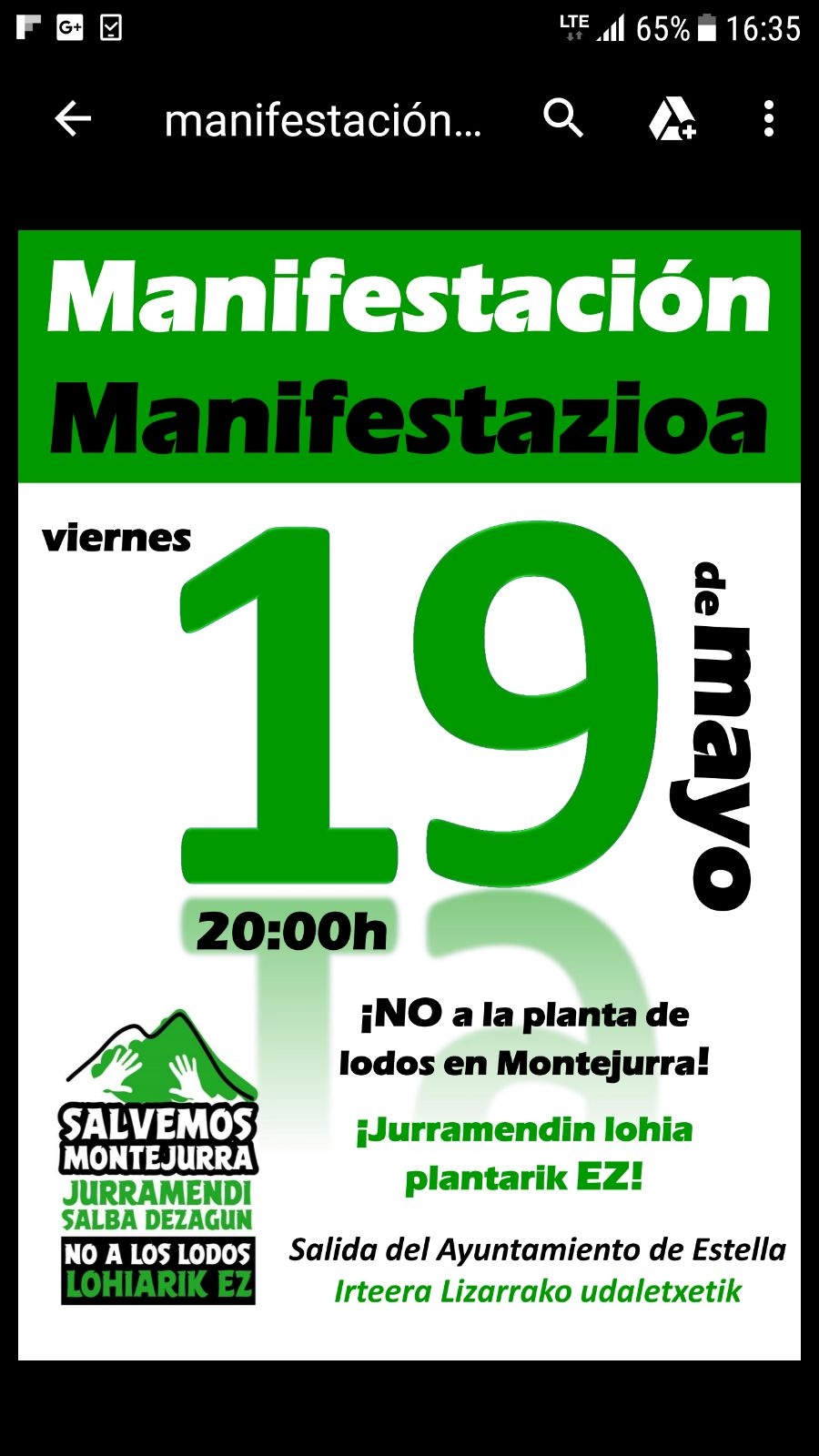 LA ASOCIACIÓN ‘SALVEMOS MONTEJURRA’ ORGANIZA UNA MANIFESTACIÓN EN CONTRA DE LA PLANTA DE LODOS LA ASOCIACIÓN ‘SALVEMOS MONTEJURRA’ ORGANIZA UNA MANIFESTACIÓN EN CONTRA DE LA PLANTA DE LODOS