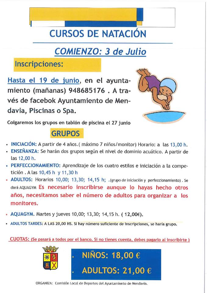 ABIERTO EL PLAZO DE INSCRIPCIÓN PARA LOS CURSOS DE NATACIÓN DE VERANO ABIERTO EL PLAZO DE INSCRIPCIÓN PARA LOS CURSOS DE NATACIÓN DE VERANO