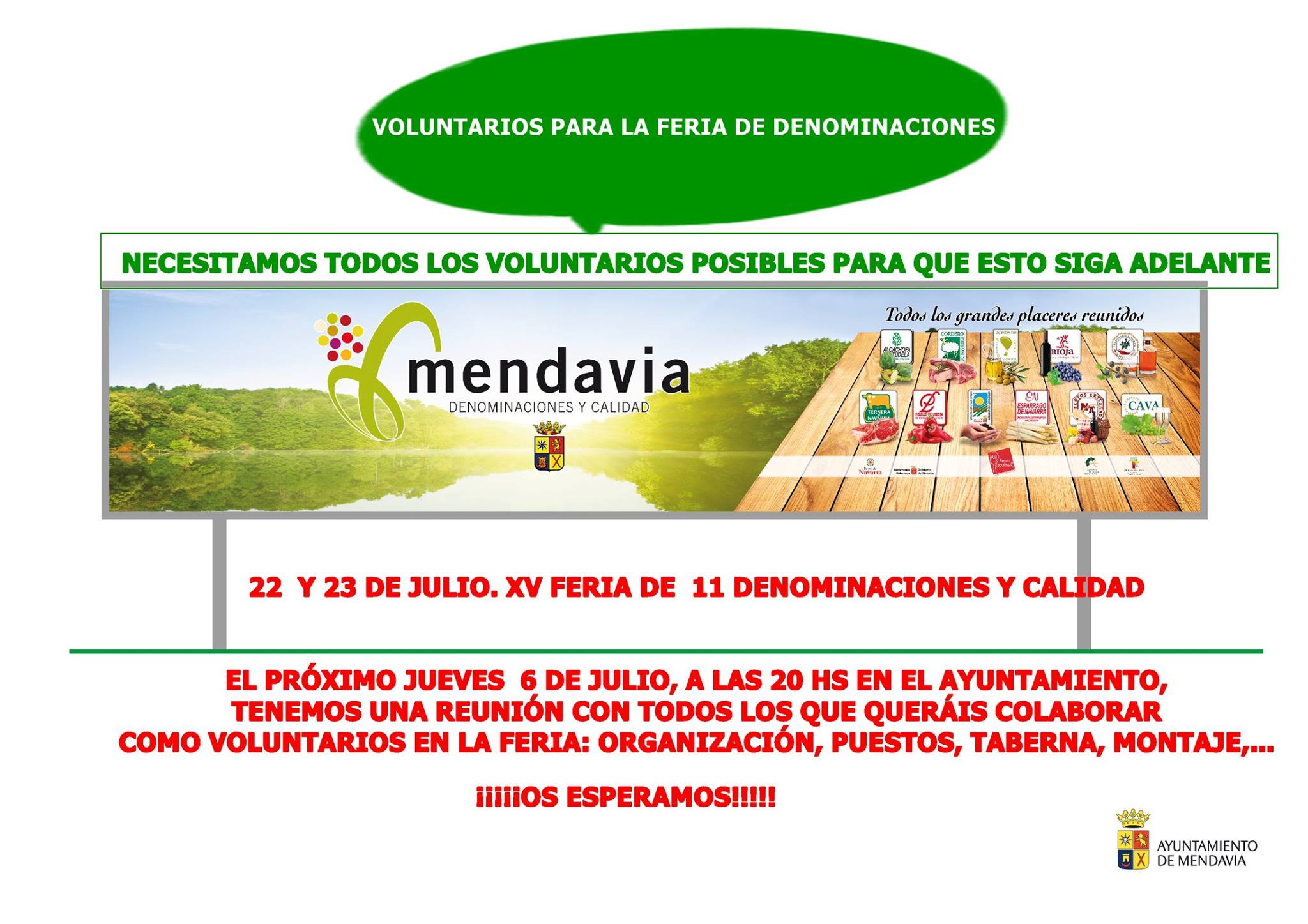 REUNIÓN INFORMATIVA PARA TODOS LOS INTERESADOS EN PARTICIPAR COMO VOLUNTARIOS EN LA XV FERIA DE LAS DENOMINACIONES