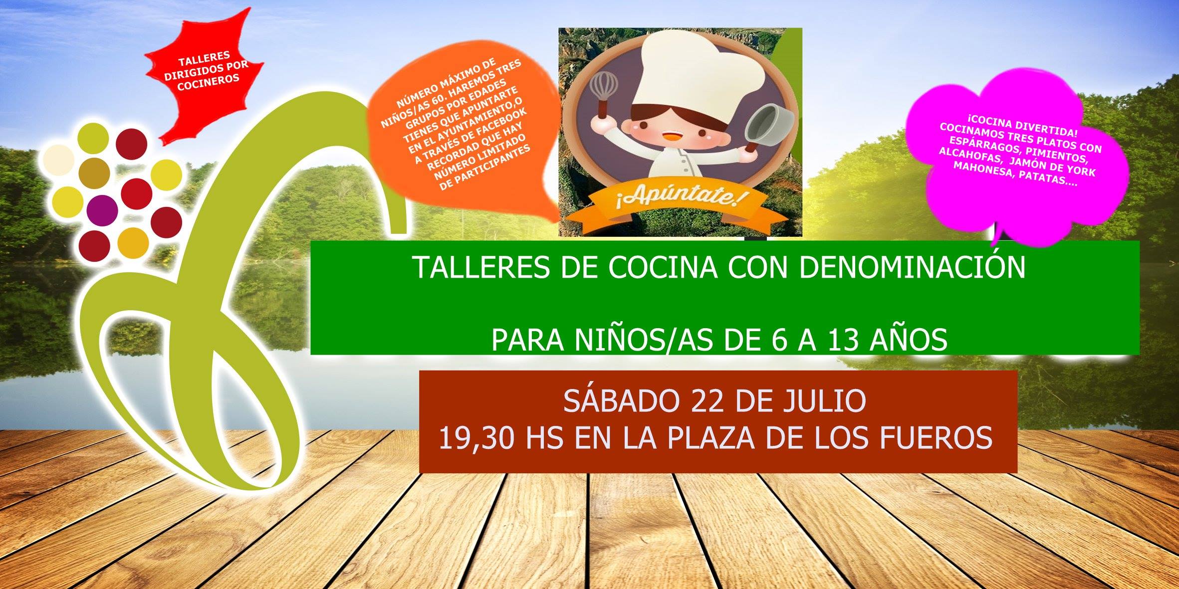 LOS TALLERES INFANTILES DE COCINA SERÁ EL SÁBADO A PARTIR DE LAS 19:30 HORAS
