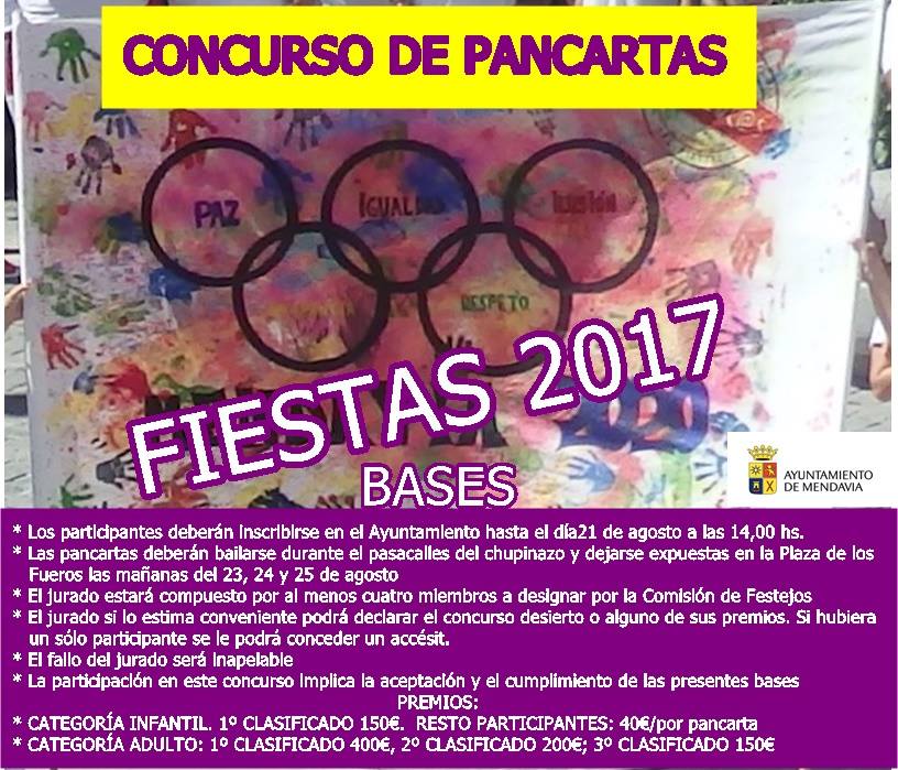CONVOCADO EL CONCURSO DE PANCARTAS DE LAS FIESTAS 2017 CONVOCADO EL CONCURSO DE PANCARTAS DE LAS FIESTAS 2017