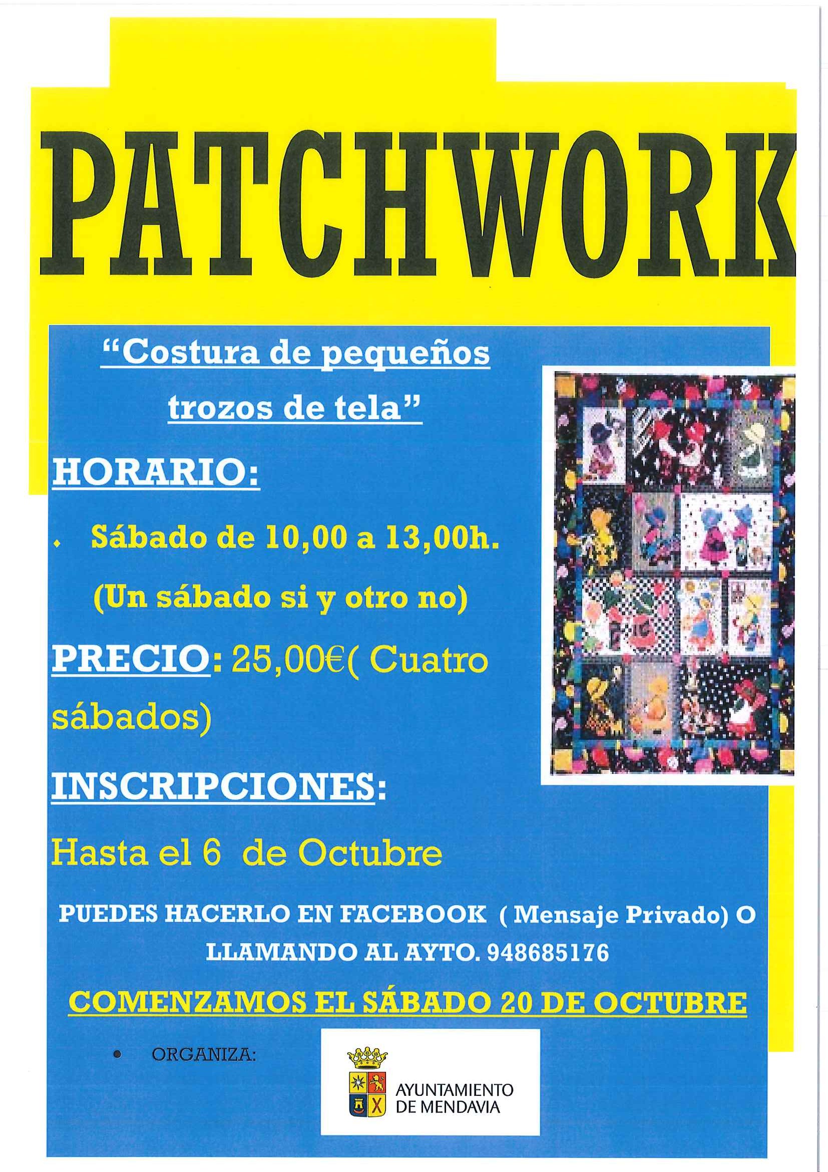 ABIERTO EL PLAZO DE INSCRIPCIÓN PARA EL CURSO DE PATCHWORK ABIERTO EL PLAZO DE INSCRIPCIÓN PARA EL CURSO DE PATCHWORK