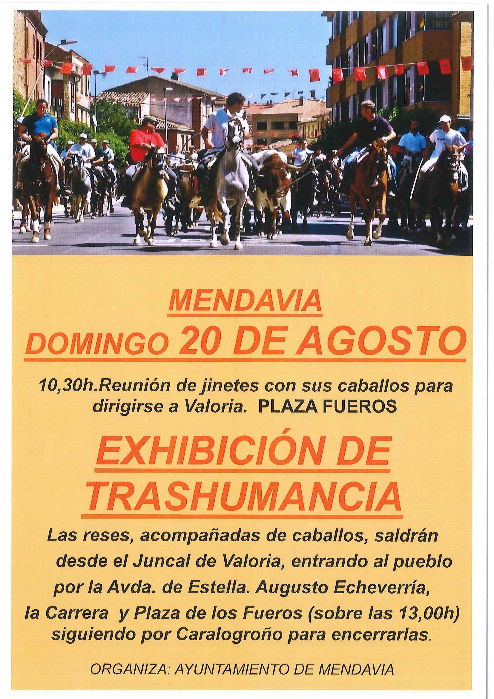 LA TRASHUMANCIA LLEGARÁ A MENDAVIA EL DOMINGO 20 DE AGOSTO LA TRASHUMANCIA LLEGARÁ A MENDAVIA EL DOMINGO 20 DE AGOSTO