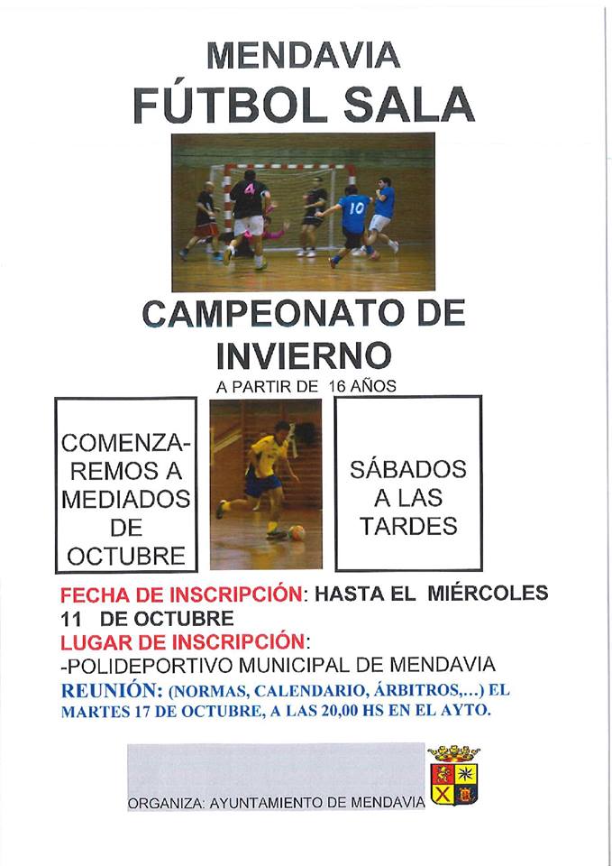 ABIERTO EL PLAZO DE INSCRIPCIÓN PARA EL CAMPEONATO DE INVIERNO DE FÚTBOL SALA ABIERTO EL PLAZO DE INSCRIPCIÓN PARA EL CAMPEONATO DE INVIERNO DE FÚTBOL SALA
